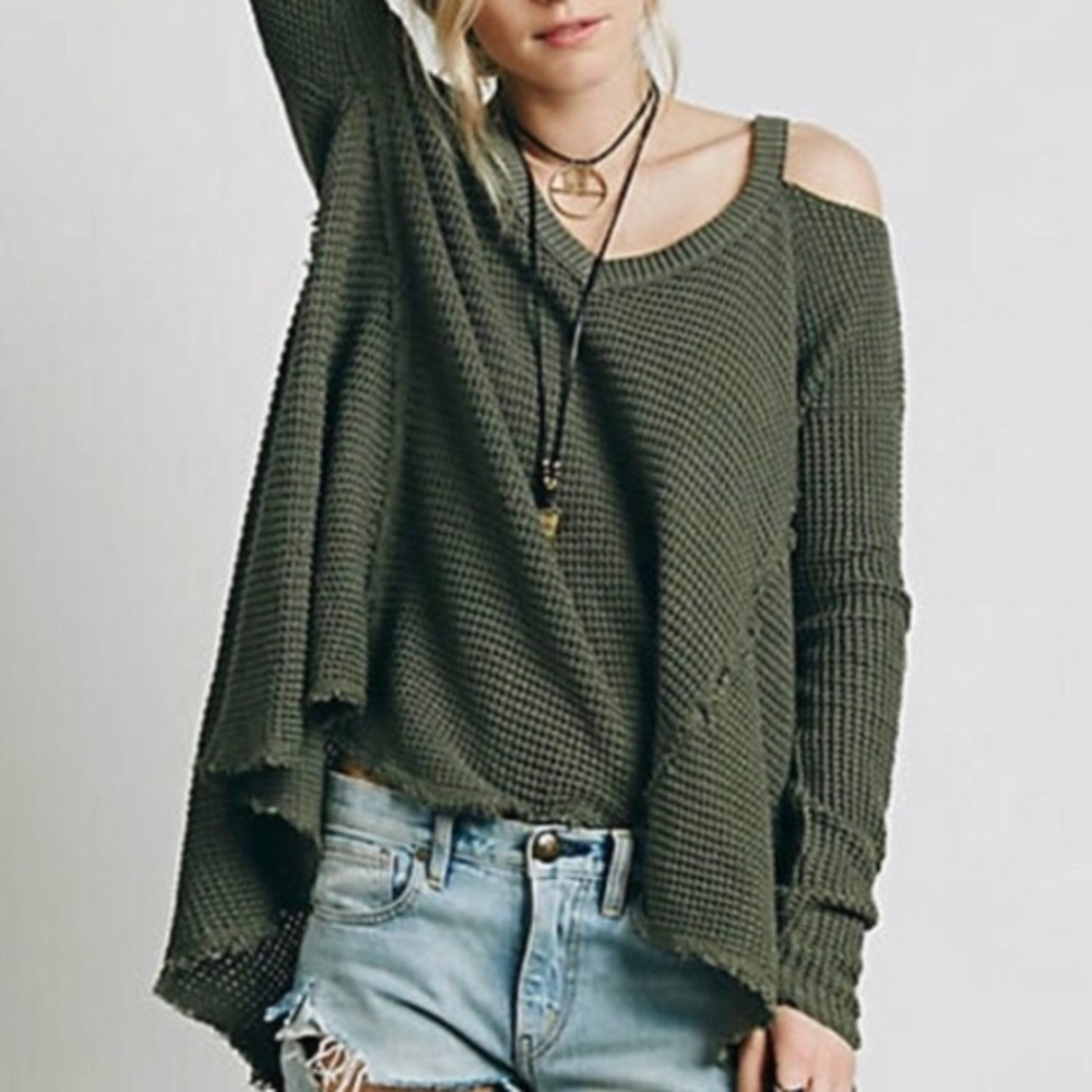 Free people moonshine green/olive sweater